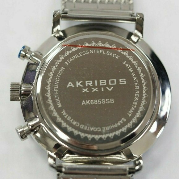 Akribos XXIV Men's Watch 2 Subdials Month, GMT Date Window Stainless Steel. - Picture 4 of 8